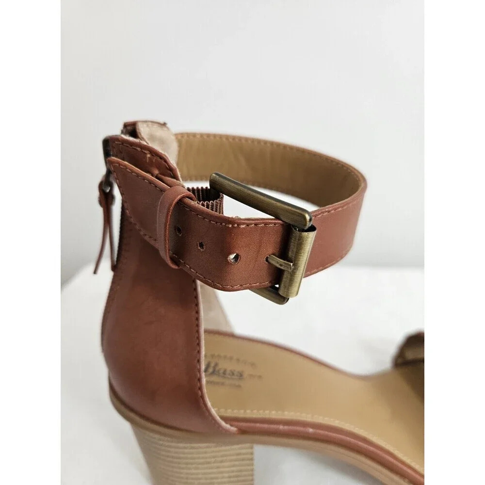 BASS Perri Sandals Womens Size 9M Brown Chunky Heel Ankle Strap Braided - Picture 10 of 11